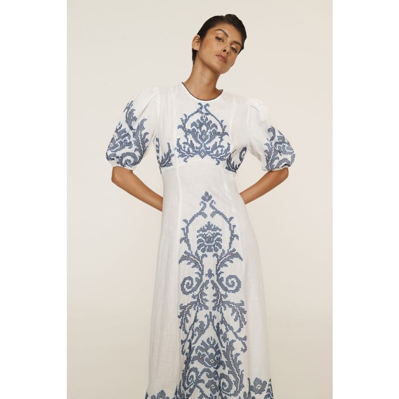 Hazel Embroidered Midi Dress - Dress