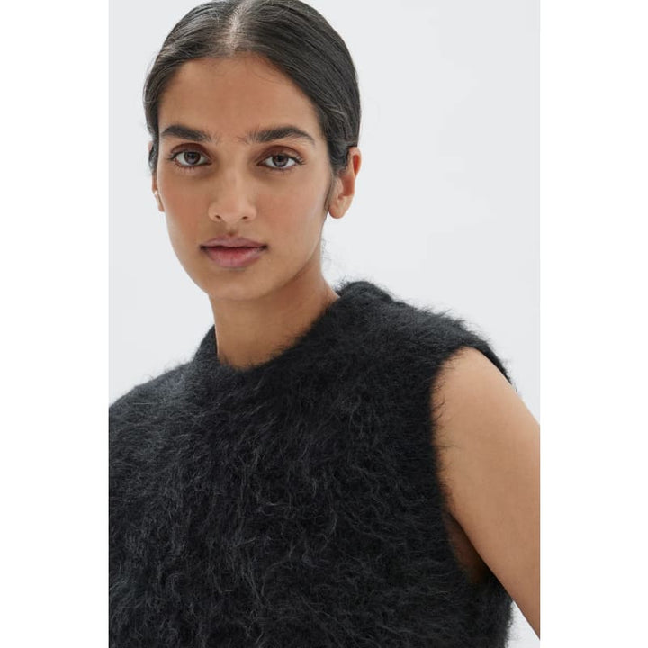 Hunter Alpaca Cropped Knit Vest | Black - Tops