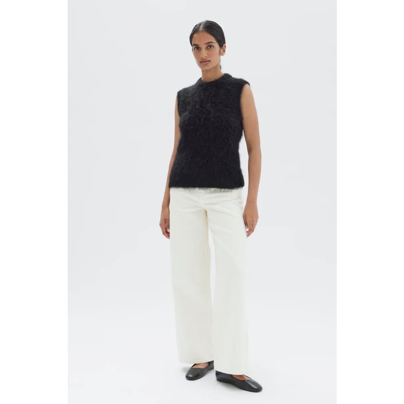 Hunter Alpaca Cropped Knit Vest | Black - Tops