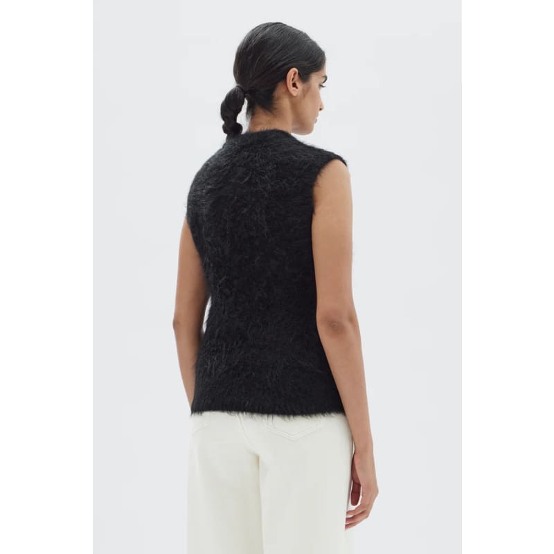 Hunter Alpaca Cropped Knit Vest | Black - Tops