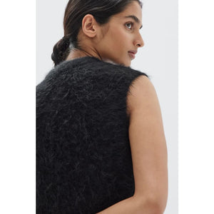 Hunter Alpaca Cropped Knit Vest | Black - Tops
