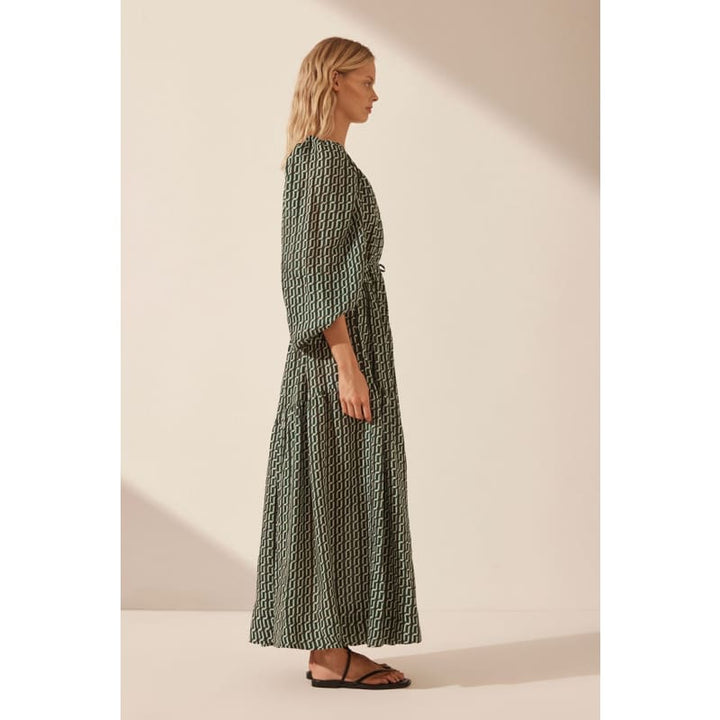 Ida Long Sleeve One Shoulder Tiered Maxi Dress - Dress