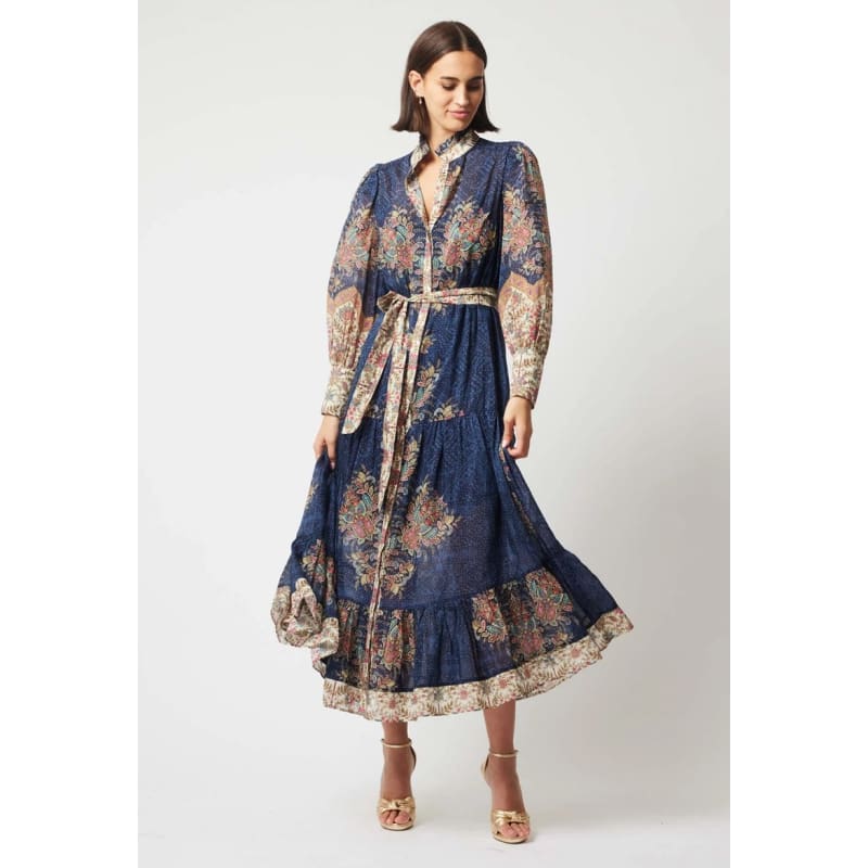Imperial Cotton Silk Dress | Oriental Print - Dress