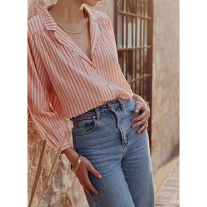 Ina Blouse | Pink Stripe - Tops