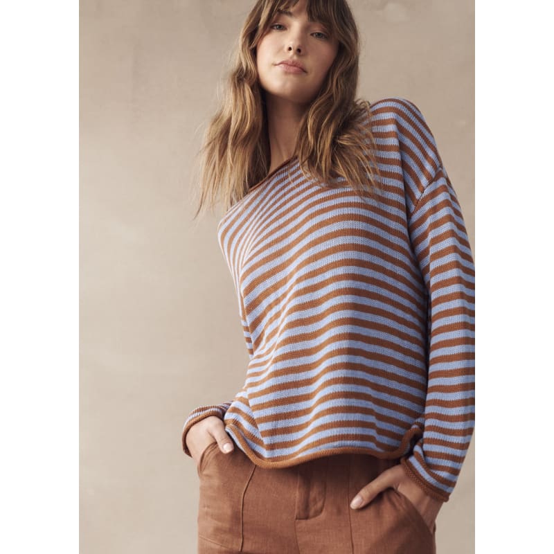 Isa Spring Knit | Rust & Blue Stripe - Tops