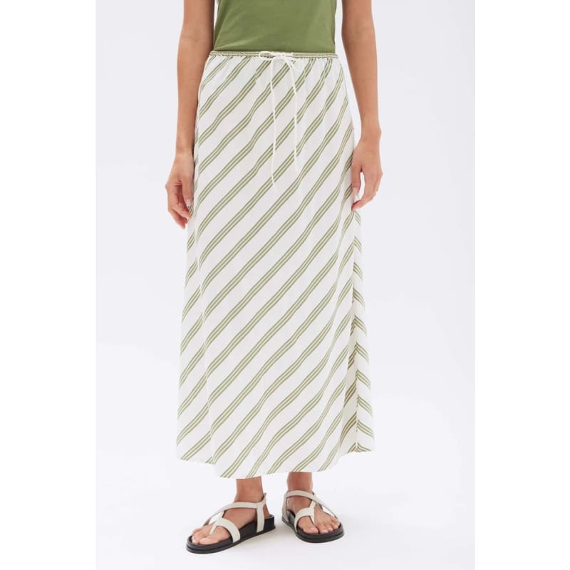 Isola Stripe Skirt | Pandan & Antique White - Bottoms