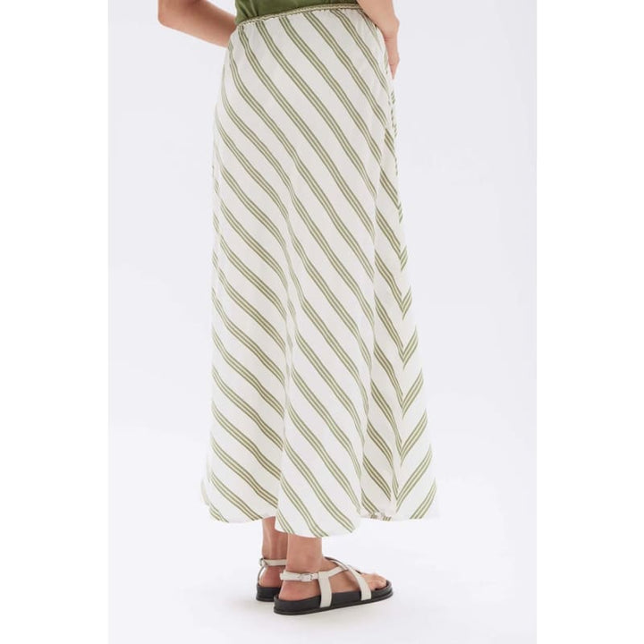 Isola Stripe Skirt | Pandan & Antique White - Bottoms