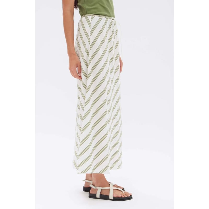 Isola Stripe Skirt | Pandan & Antique White - Bottoms