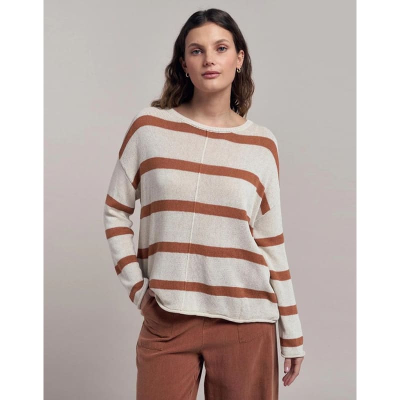 Ivy Knit Jumper | Natural & Terracotta Stripe - Knitwear