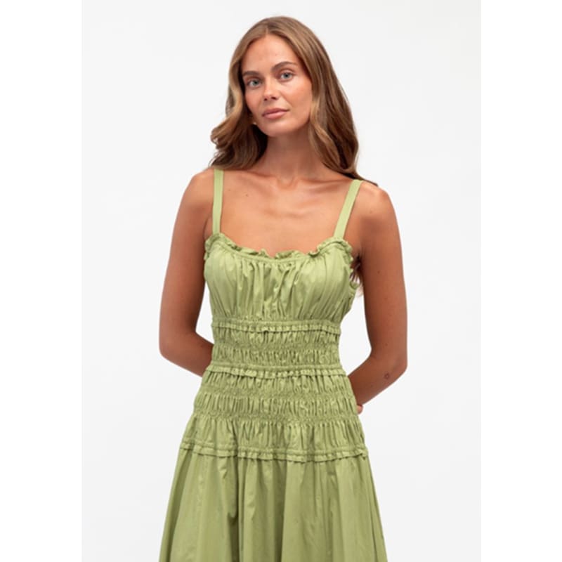Jade Shirred Strappy Maxi Dress | Matcha - Dress