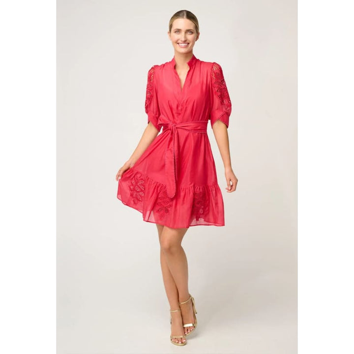Jamila Silk Cotton Dress | Ruby - Dress