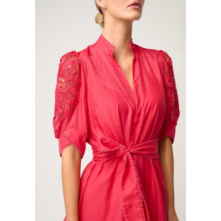 Jamila Silk Cotton Dress | Ruby - Dress