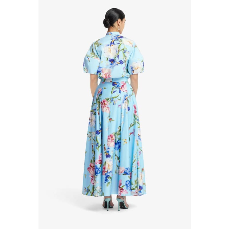 Jemma Blouse | Garden Print in Baby Blue - Tops