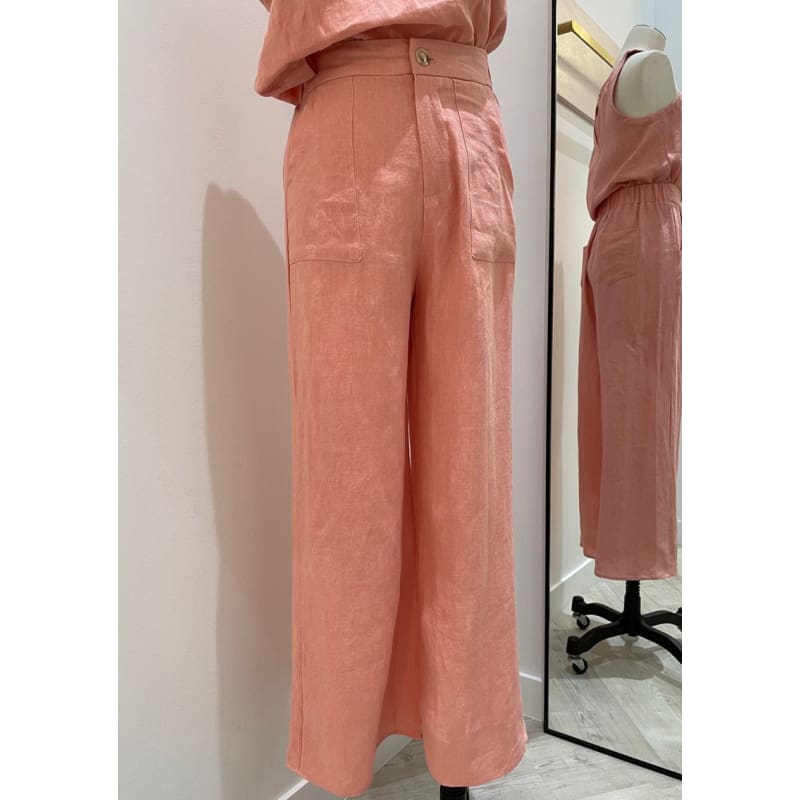 Jude Linen Pant | Peach - Bottoms