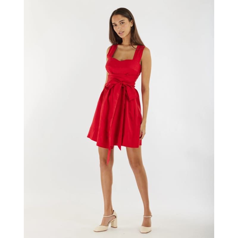 Juliette Linen Mini Dress | Red - Dress
