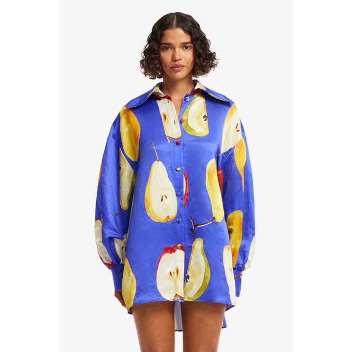 Kathleen Linen Blouse | Pear Print - Tops