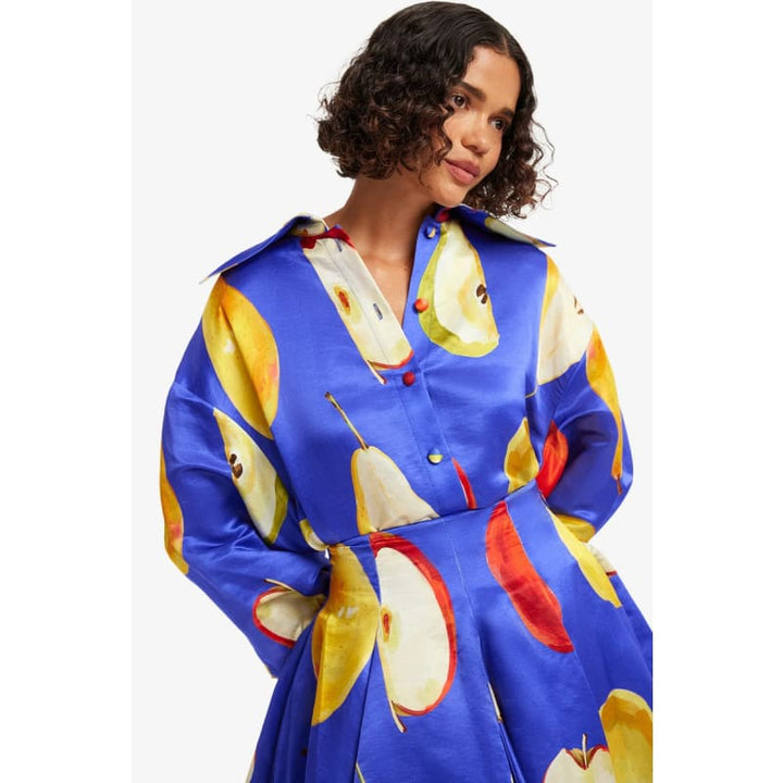 Kathleen Linen Blouse | Pear Print - Tops