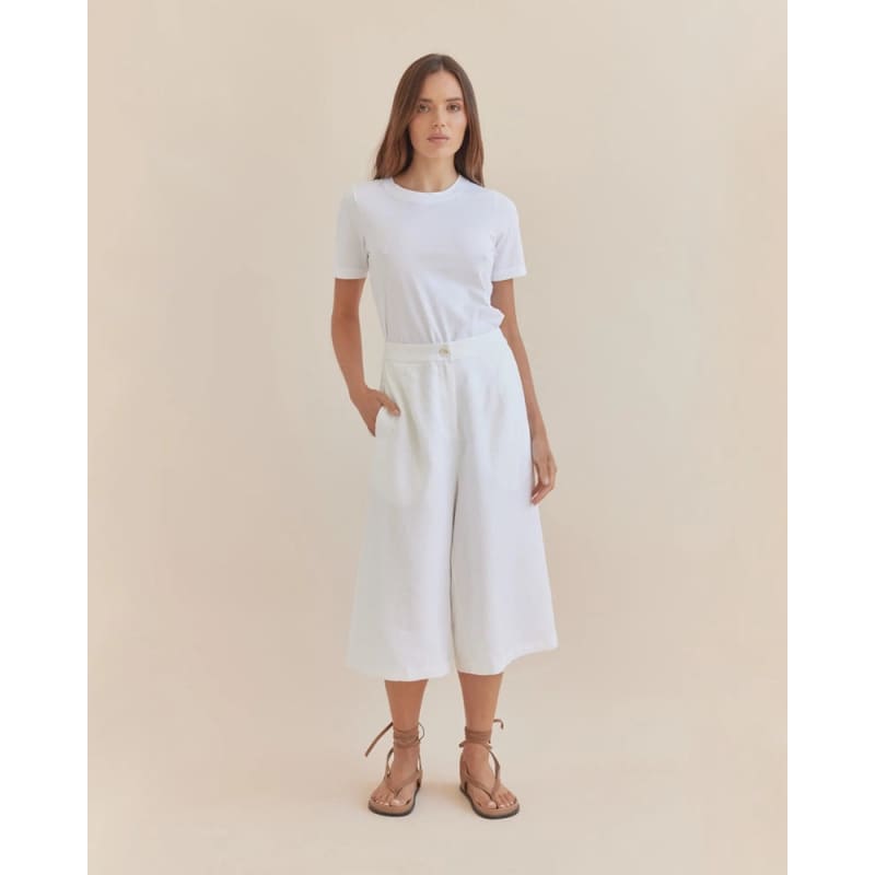 Katrina Linen Culottes | Ivory - Bottoms