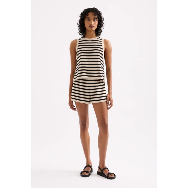 Kayda Knit Short | Black Stripe - Bottoms