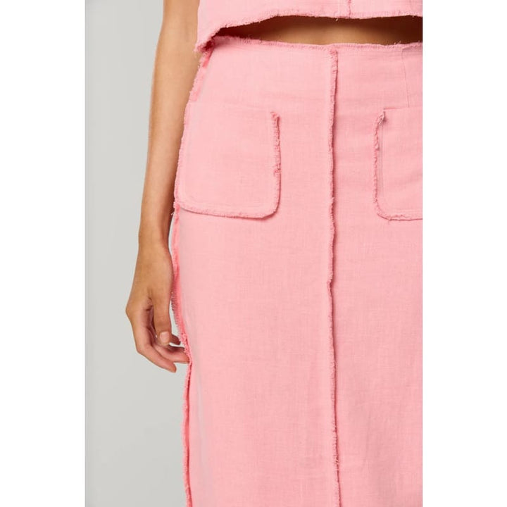 Kleo Frayed Skirt | Baby Pink - Bottoms