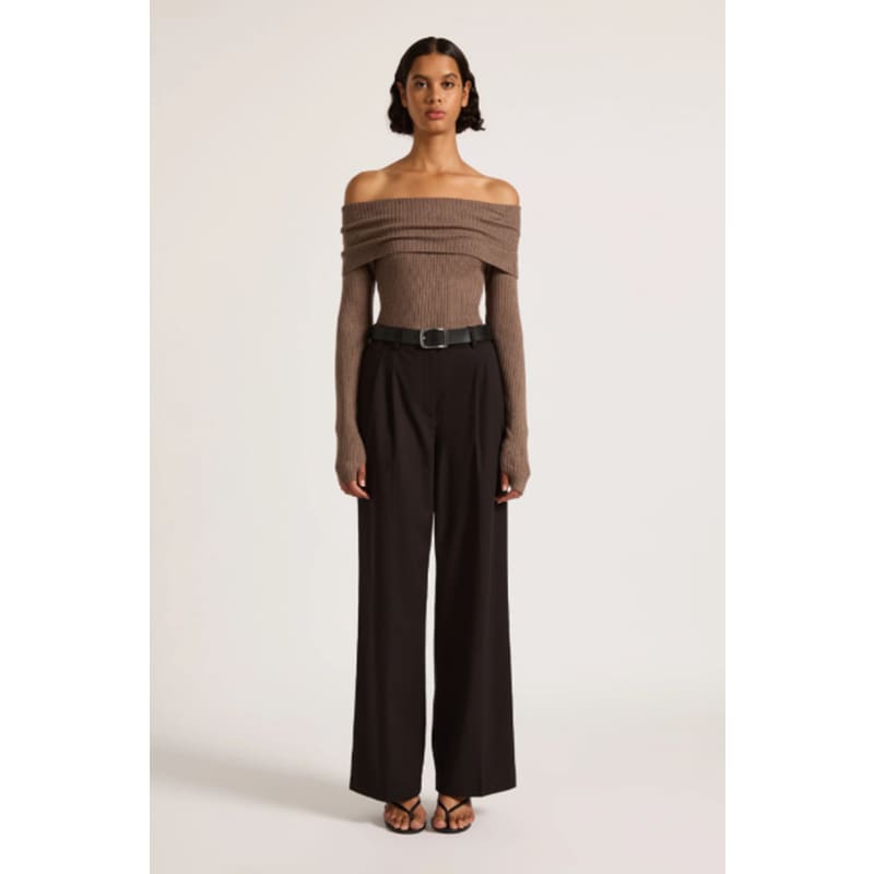 Krishna Off Shoulder Knit | Mocha - Tops