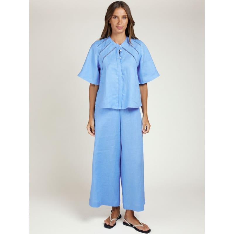 Lace Trim Top | Blue Lagoon - Tops