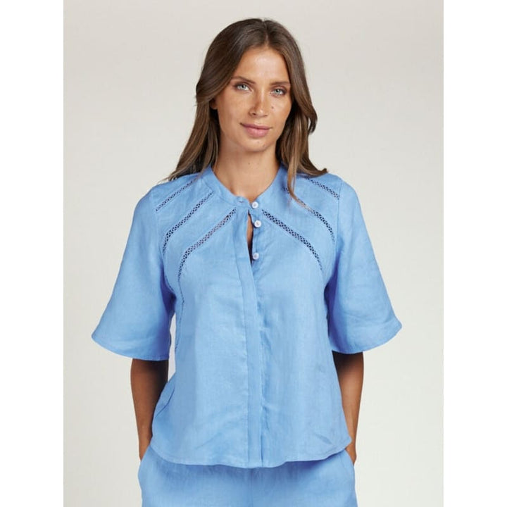 Lace Trim Top | Blue Lagoon - Tops