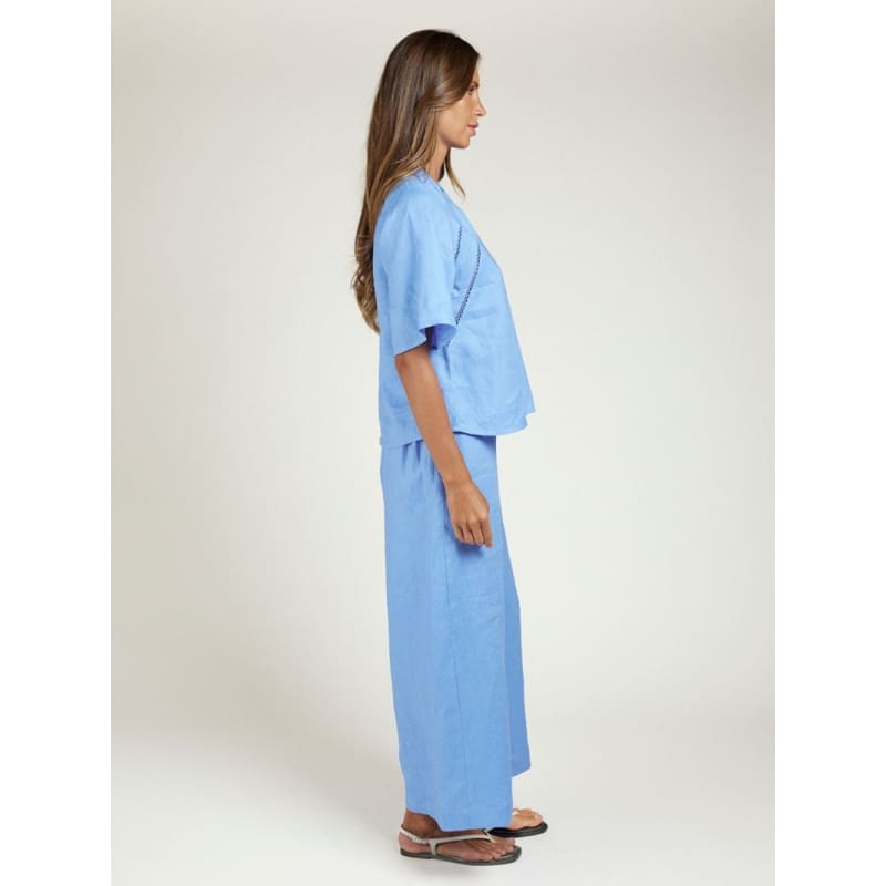 Lace Trim Top | Blue Lagoon - Tops