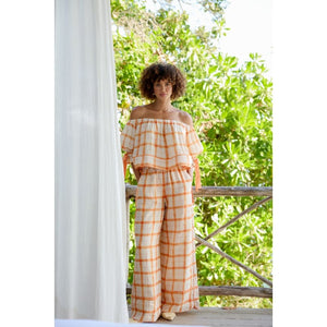 Le Soleil Linen Pant | Mandarine Gingham - Bottoms