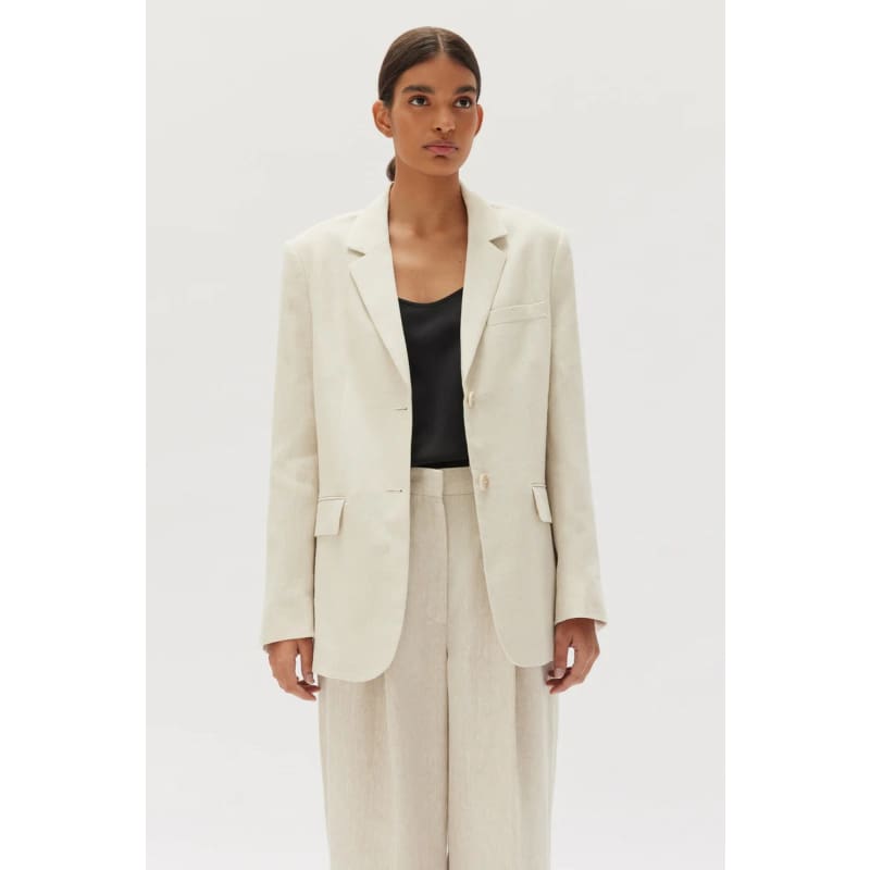 Leila Linen Jacket Oat - Jackets