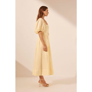 Lemonade Puff Sleeve Bustier Midi Dress - Dress