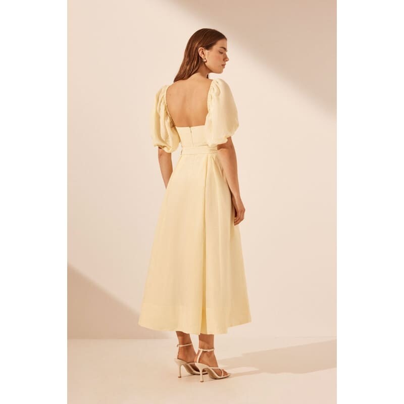 Lemonade Puff Sleeve Bustier Midi Dress - Dress