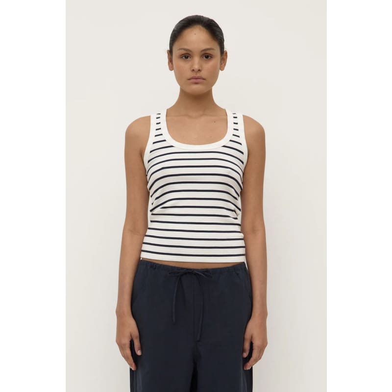 Leony Stripe Tank | True Navy & Antique White - Tops