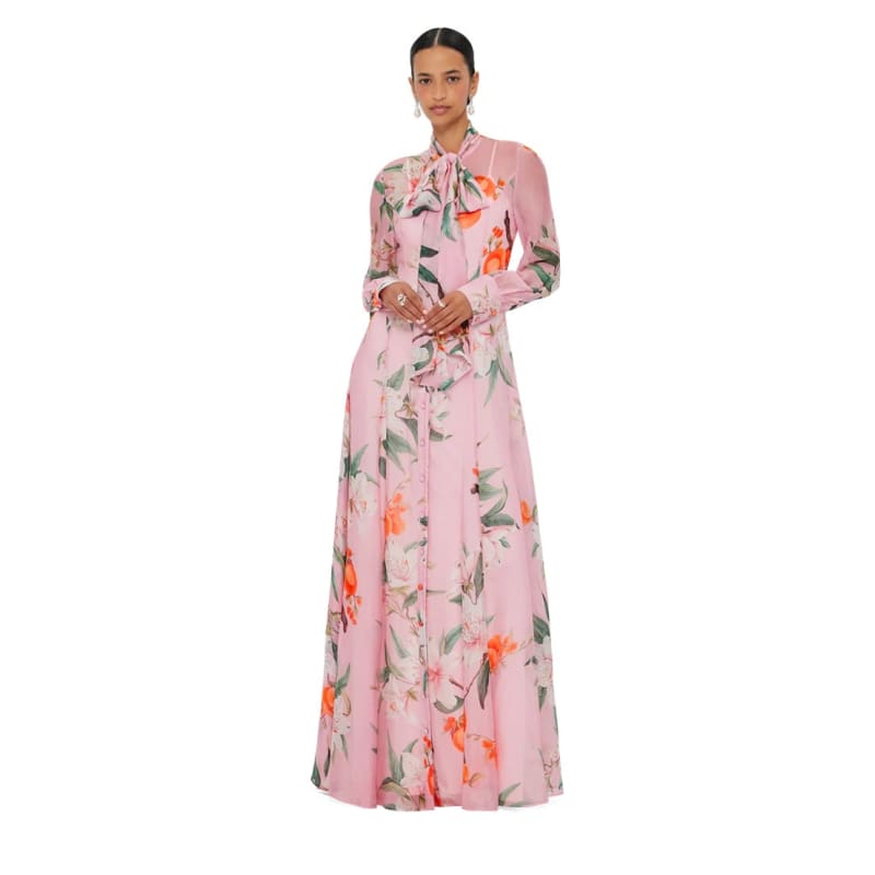 Lilith Tie Neck Maxi Dress | Lavish Print - Dress