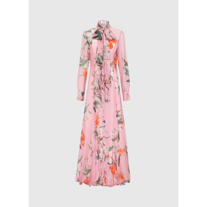 Lilith Tie Neck Maxi Dress | Lavish Print - Dress