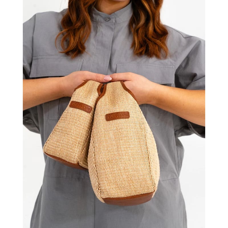 Linton Crossbody Large | Tan Pebble & Natural Weave - Accessories