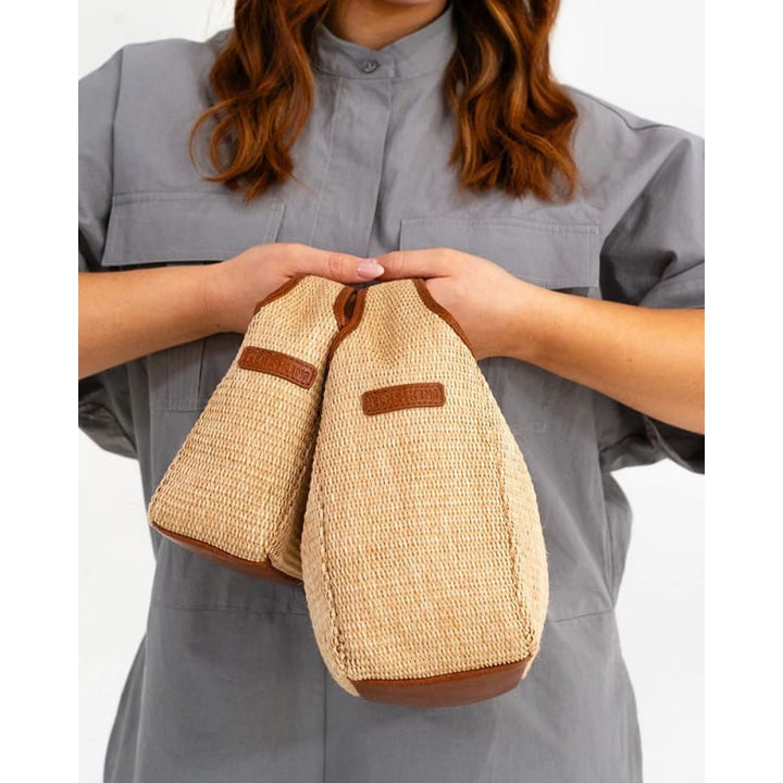 Linton Crossbody Large | Tan Pebble & Natural Weave - Accessories