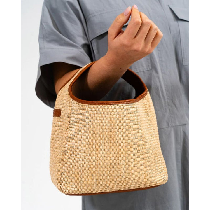 Linton Crossbody Large | Tan Pebble & Natural Weave - Accessories