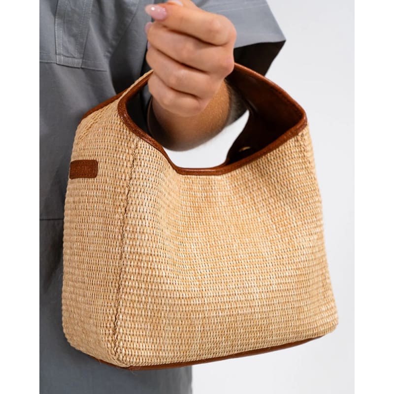 Linton Crossbody Large | Tan Pebble & Natural Weave - Accessories
