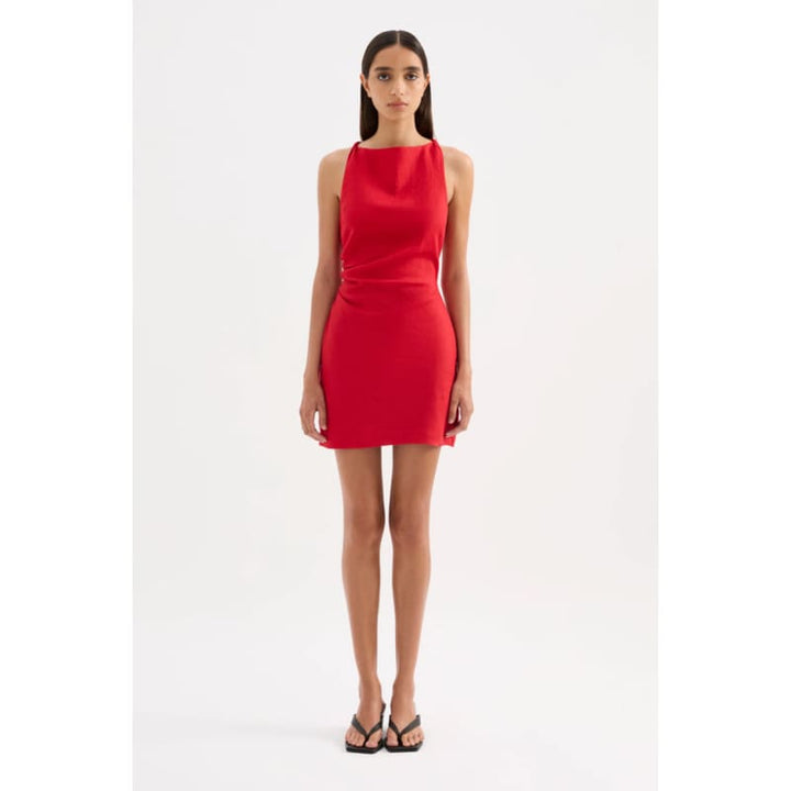 Lotta Linen Mini Dress | Vermillion - Dress