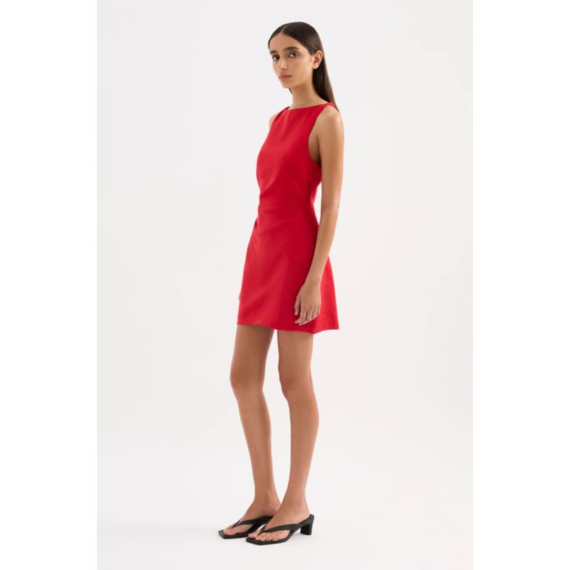 Lotta Linen Mini Dress | Vermillion - Dress