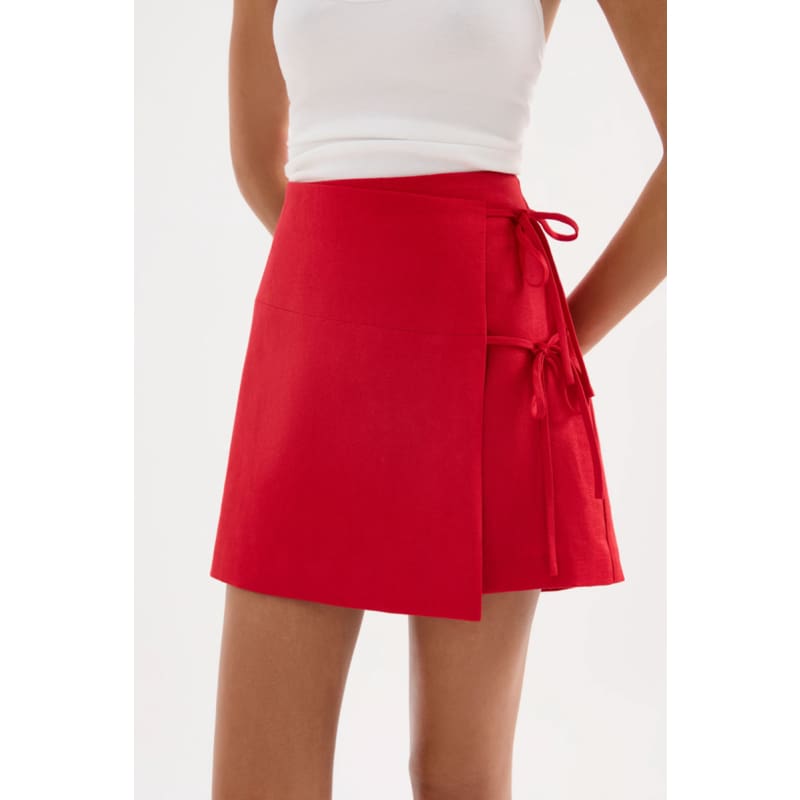 Lotta Linen Mini Skirt | Vermillion - Bottoms
