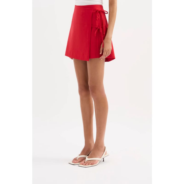 Lotta Linen Mini Skirt | Vermillion - Bottoms