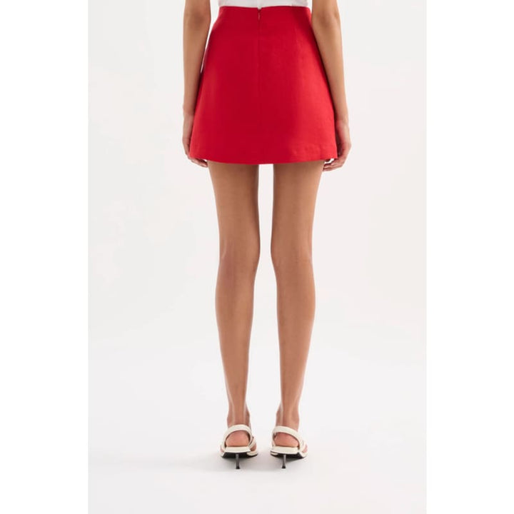 Lotta Linen Mini Skirt | Vermillion - Bottoms
