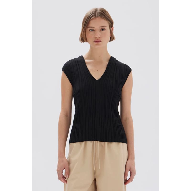 Lottie Knit Tank | Black - Tops