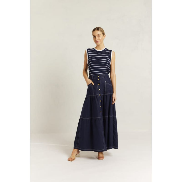 Lotus Skirt | Navy - Bottoms