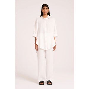 Lounge Linen Loungeline Shirt | White - Tops