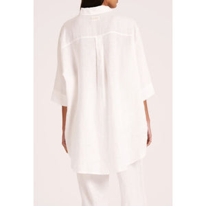 Lounge Linen Loungeline Shirt | White - Tops