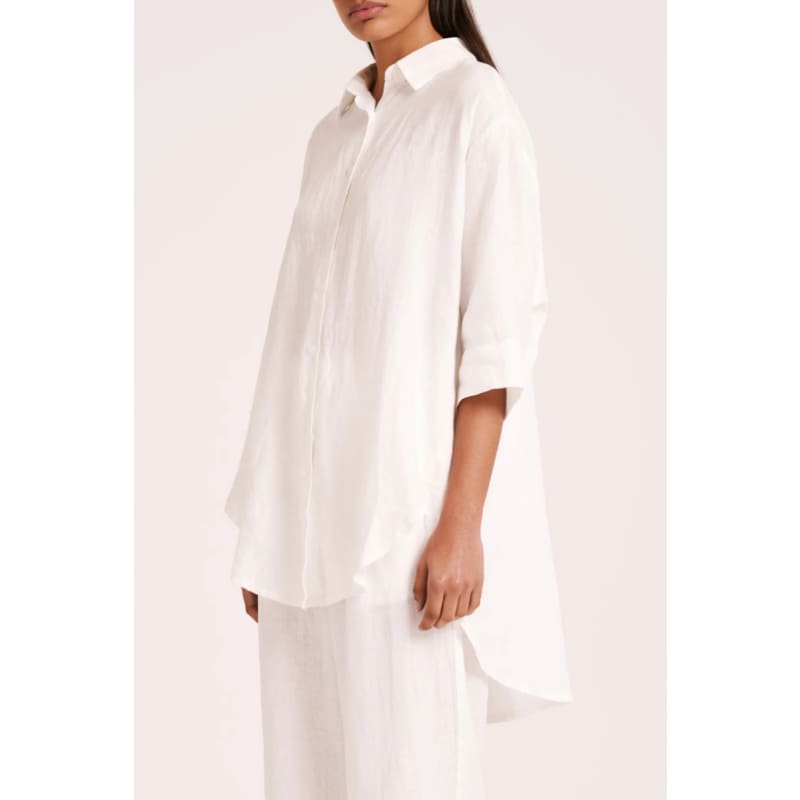 Lounge Linen Loungeline Shirt | White - Tops