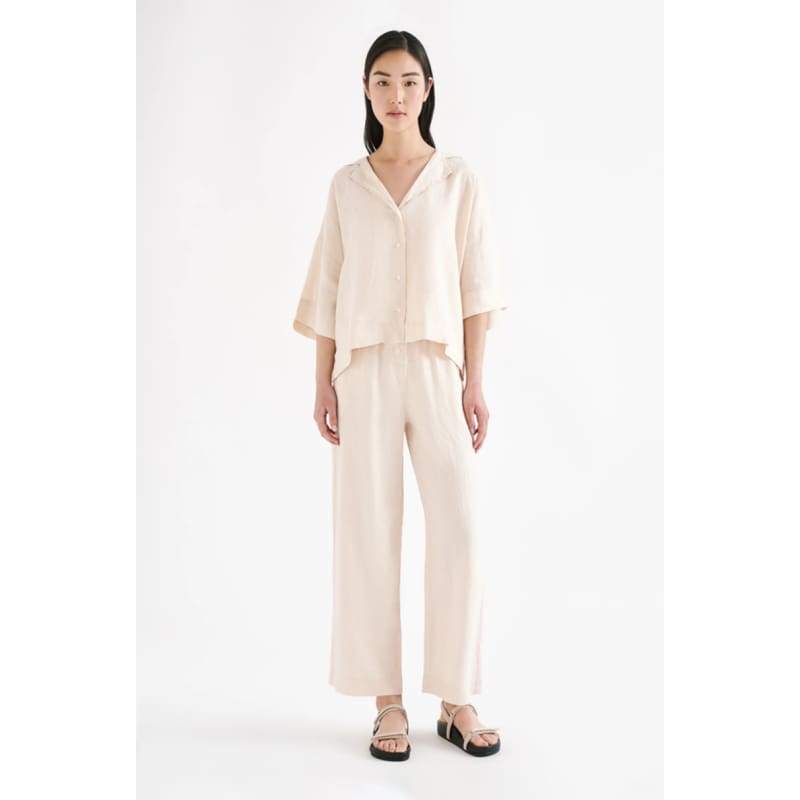 Lounge Linen Shirt| Pannacotta - Tops